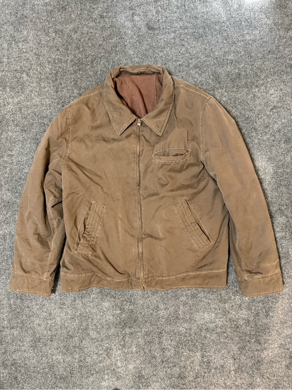 Vtg Columbia Men’s XL Hooded Canvas Workwear Coat Brown Distressed Full Zip